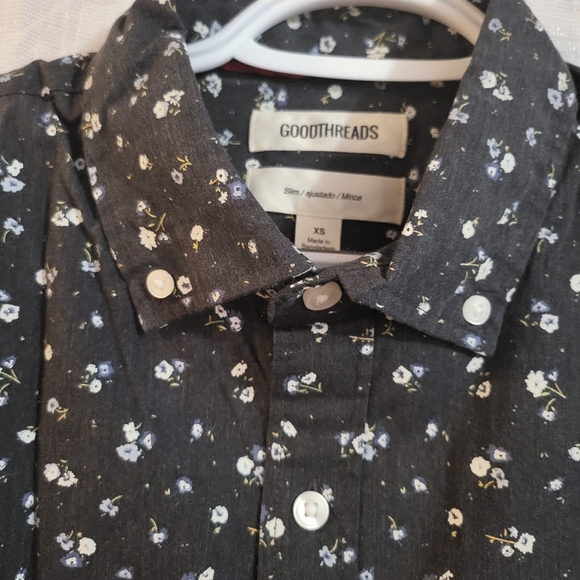 Goodthreads Men's Slim-Fit Long Sleeve Printed Poplin Shirt Size XS - Picture 2 of 6